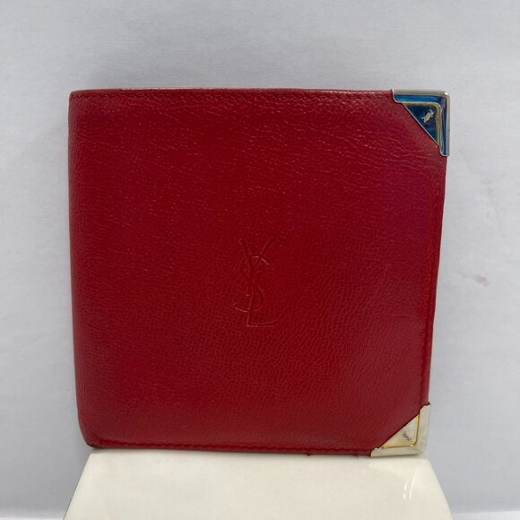 Yves Saint Laurent (YSL) Vintage Red Leather Compact Bifold Wallet - Preowned - Picture 2 of 11